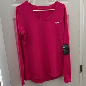Nike Dri-Fit  Women's Vivid Pink Long Sleeve Tee